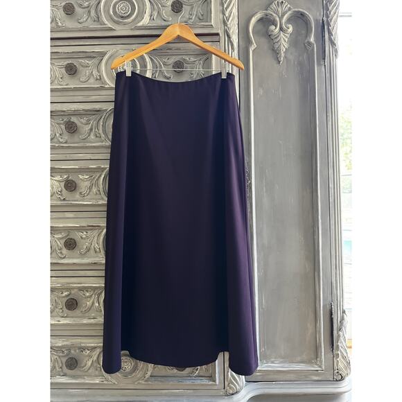 Jones NY Like Skirt Sz 14 Dark Purple A-line Fitted Waist Crepe Maxi - Picture 2 of 8